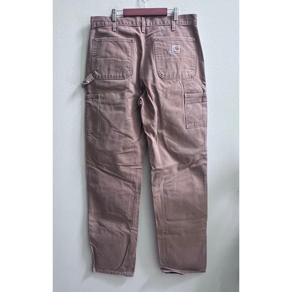 Carhartt B01 BRN Double Knee Canvas Work Pants Dungaree Fit 34x36 - Picture 2 of 7